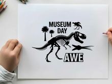 Dinosaur skeleton "Museum Day Awe" vector illustration