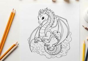 White dragon fantasy creature roaring vector illustration