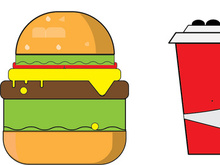Burger and Cold Drink Mug Illustration in Adobe Illustrator