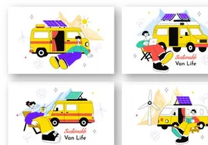 10 Sustainable Van Life Illustration