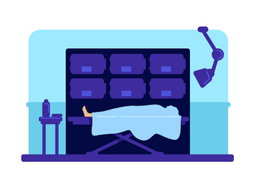 Body in hospital morgue flat color vector illustration preview picture