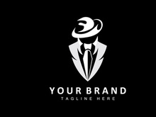 Mafia Logo Design, Tuxedo Suit Icon, Vector Businessman, Logo Detective, Brand Label