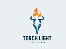 Torch Logo, Olympic Flame Vector, Simple Minimalist Design