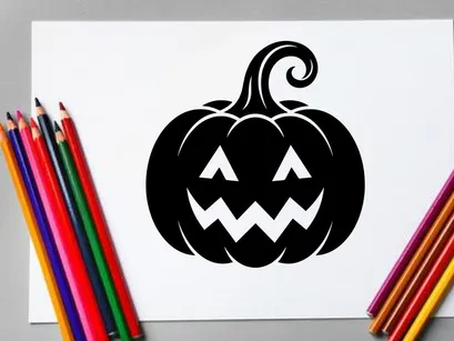Schwarze Halloween-Kürbislaterne mit geschnitztem Gesicht für Herbstdekorationen