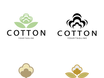 Soft natural organic cotton flower plant logo for cotton plantations, industries,business,textile,clothing and beauty,vector preview picture