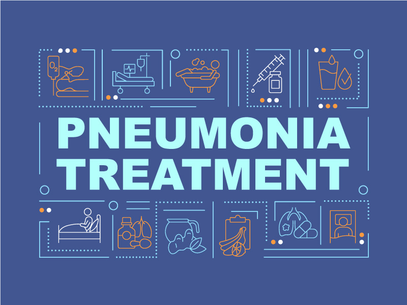 Pneumonia treatment blue word concepts banner
