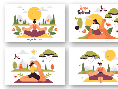 9 Yoga and Meditation Retreat Illustration