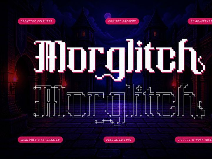 Morglitch | Pixelated Font