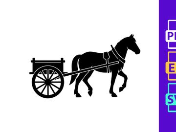 Horse and cart silhouette illustration preview picture