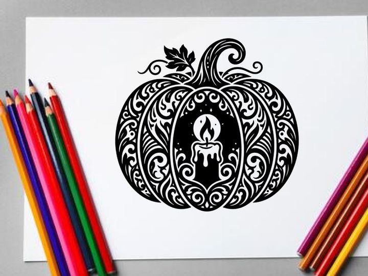 Elegant Halloween Pumpkin with Candle Design for Autumn Decor