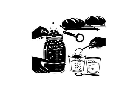 Silhouette of hands preparing yeast for bread making process