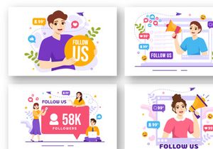 16 Follow Us and Like Illustration