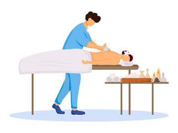 Masseur and client flat color vector illustration preview picture