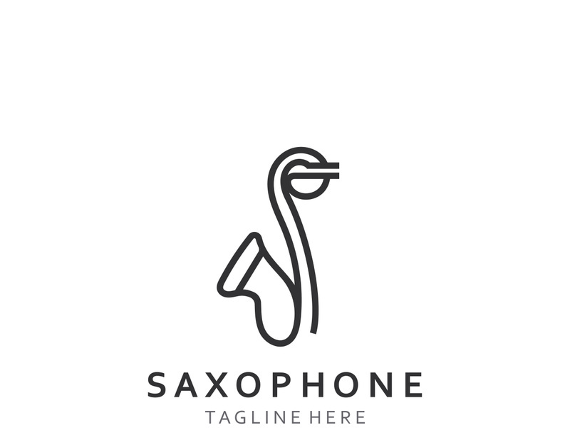 Saxophone music logo design simple modern and minimalist illustration