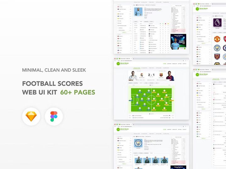 Free UI Kit – Football Scores Website