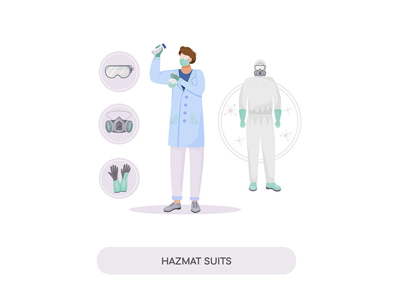 Hazmat suits flat concept vector illustration