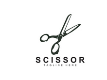 Scissors Logo Design, Barbershop Shaver Vector, Babershop Scissors Brand Illustration