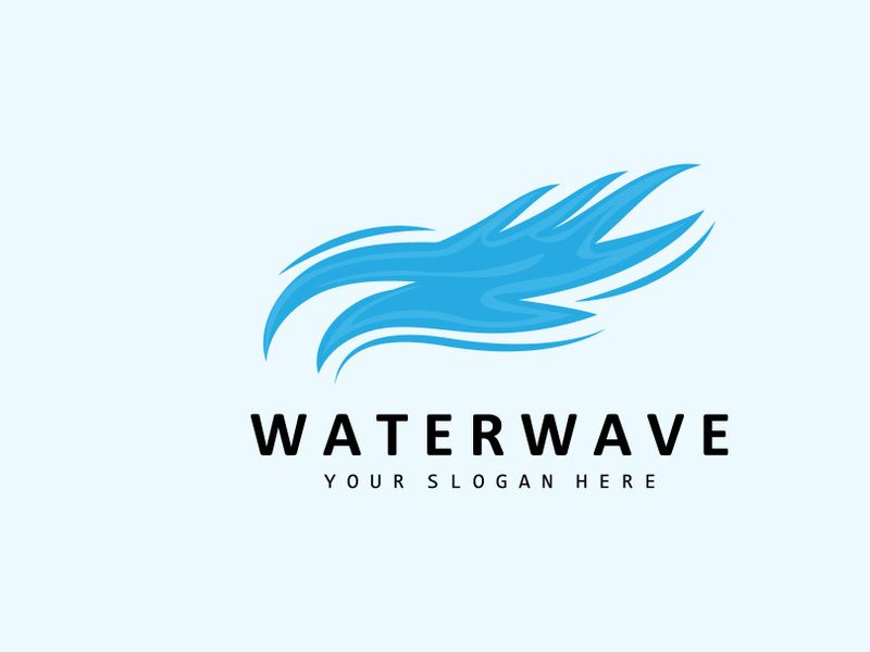 Water Wave Logo, Earth Element Vector, Water Wings Logo Design Style, Brand Icon, Sticker