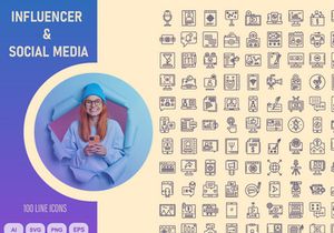 influencer, Social media and blogger icon set