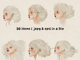 Elegant Line Art Portrait Collection – 10 Artwork Bundle (EPS + JPEG) preview picture
