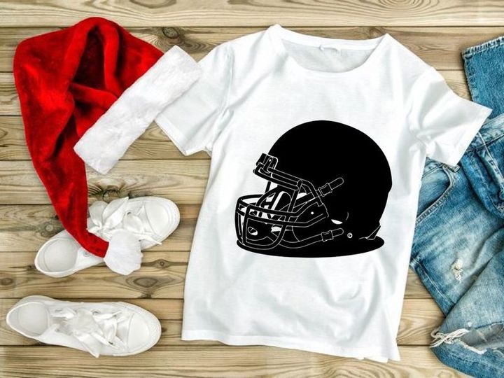 American football helmet illustration in black and white