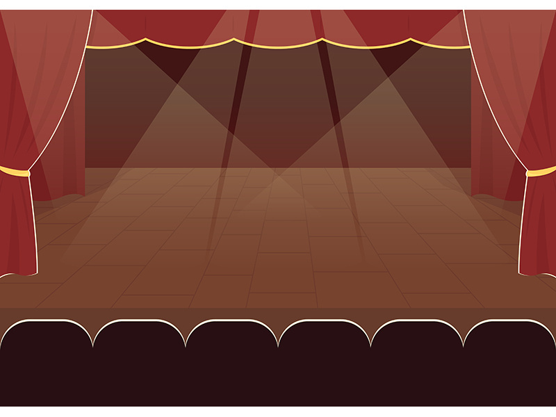 Empty stage flat color vector illustration