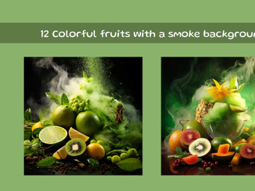 Colorful fruits with a smoke background preview picture
