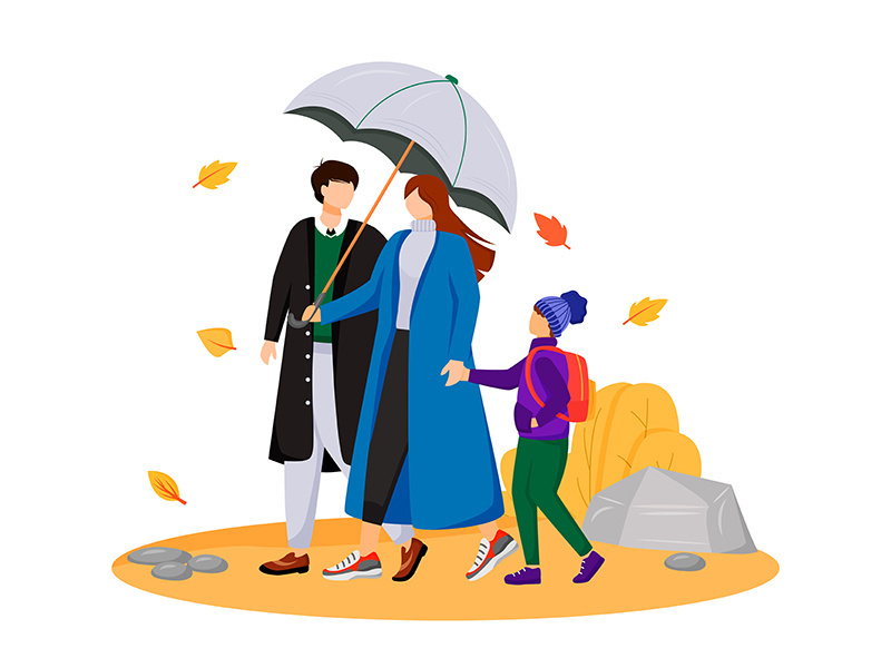 Family flat color vector faceless characters