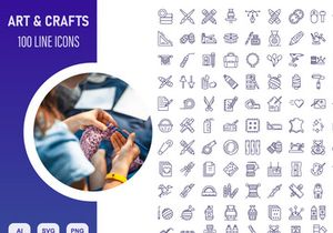 Crafts And Arts, Line Icon Set