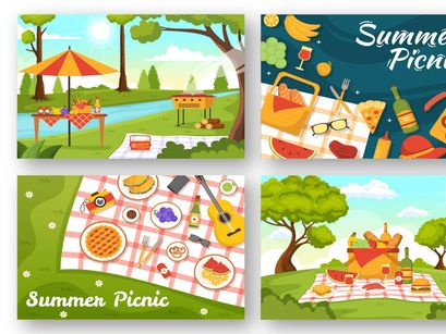 15 Summer Holiday Picnic Illustration