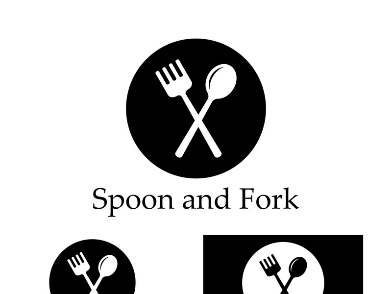 Creative spoon and fork logo.