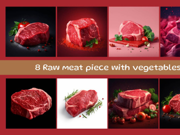Raw meat piece with vegetables preview picture