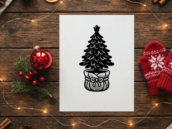 Decorative Christmas Tree in a Gift Box for Holiday Celebration