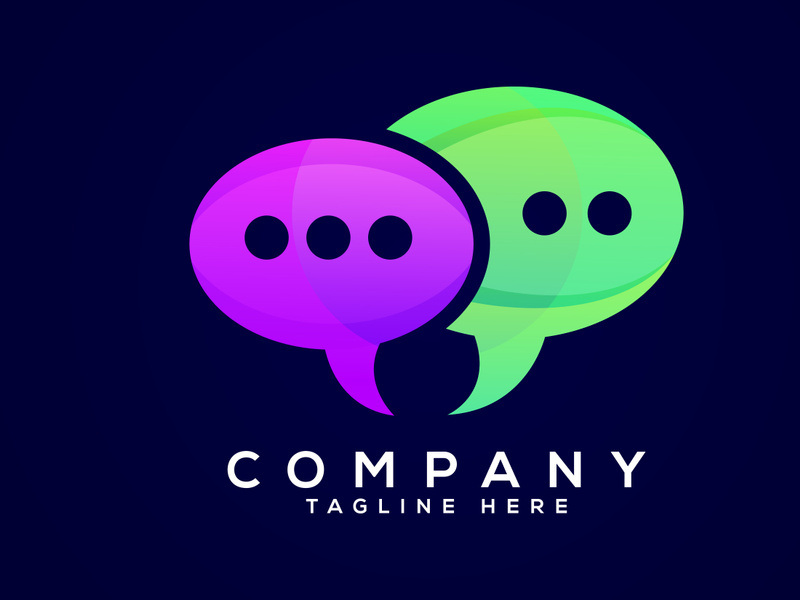 Modern gradient color chat logo design. Social media speech icon vector illustration