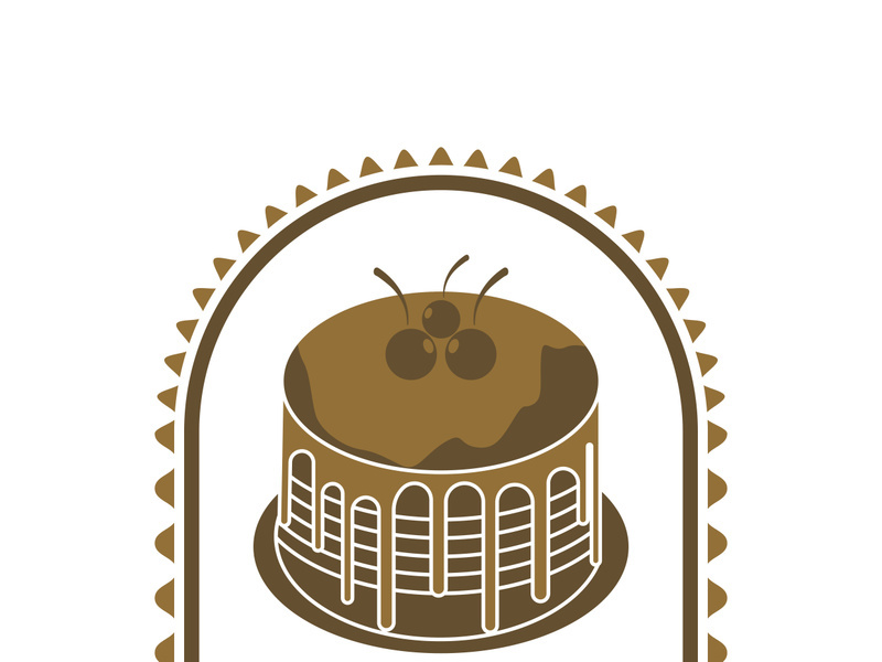 Sweet cake template logo design vector illustration of silhouette with cherries