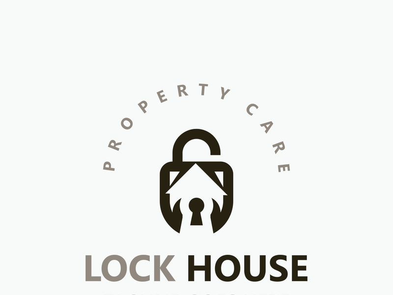 Lock House secure logo design, smart key home vector concept template