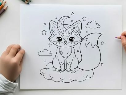 Cute cat with moon and stars vector illustration flat design