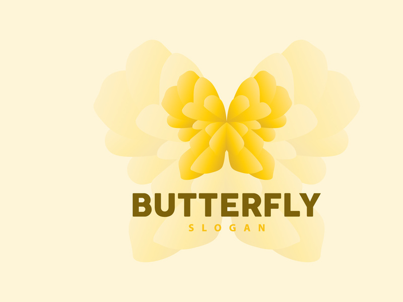 Butterfly Logo Design Beautiful Flying Animal, Company Brand Icon Illustration