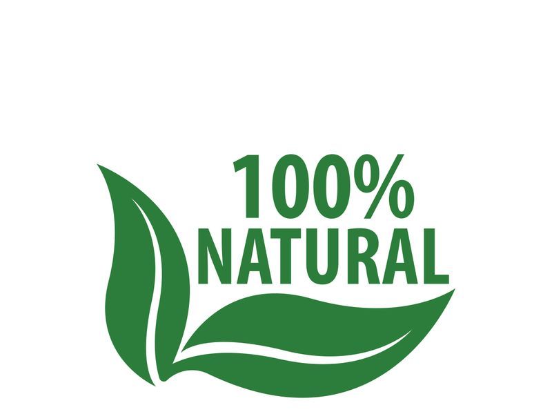 100% Natural and organic product badge vector green icon