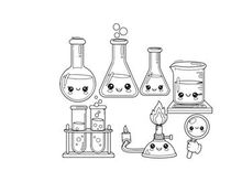 Cute lab equipment characters vector illustration flat design