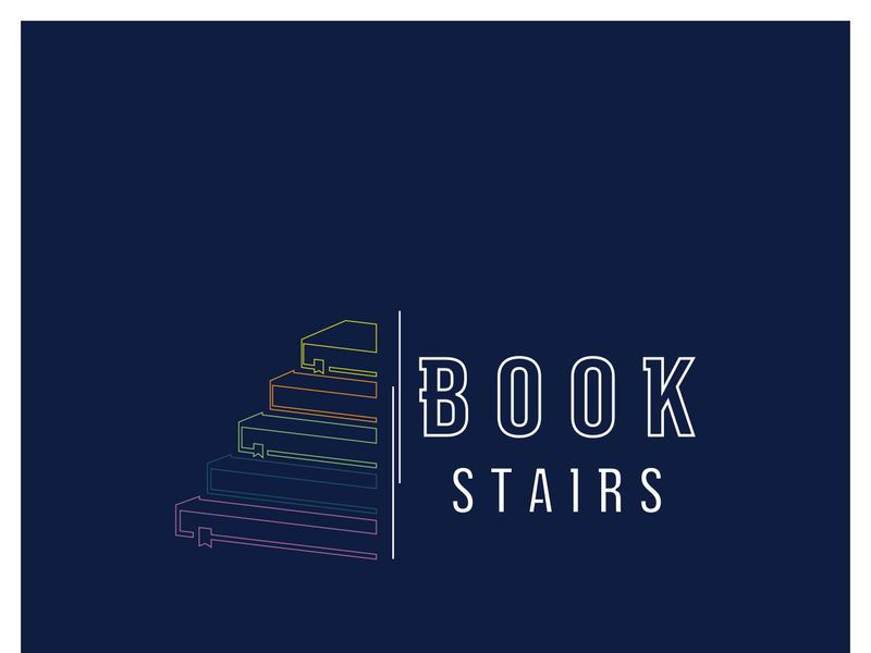 book stairs logo, or library for bookstores, book companies, publishers, encyclopedias, libraries, education, digital books, vectors