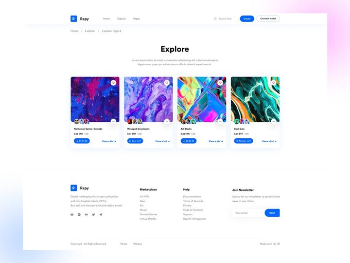 NFT'S Explore Page UI Kit