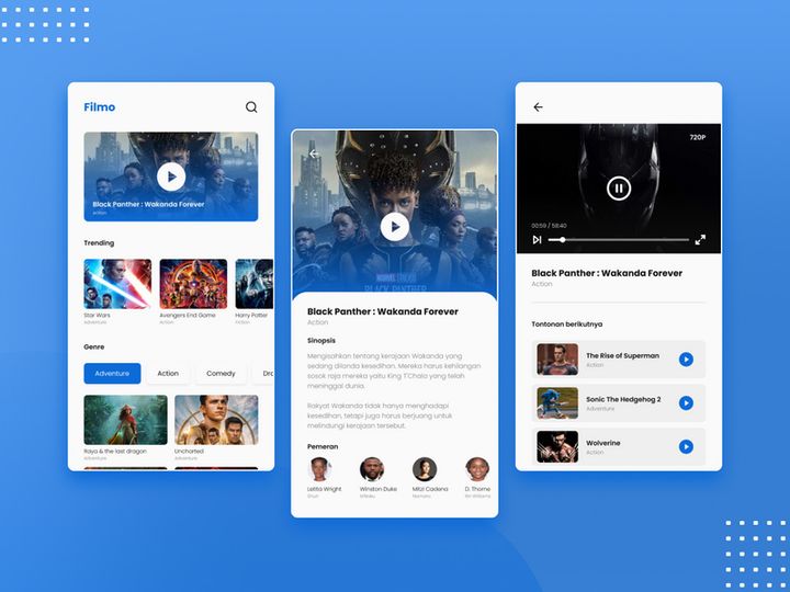 Film Streaming UI Kit for Figma - 5 High-Quality Screens