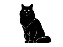 Black cat silhouette sitting facing forward