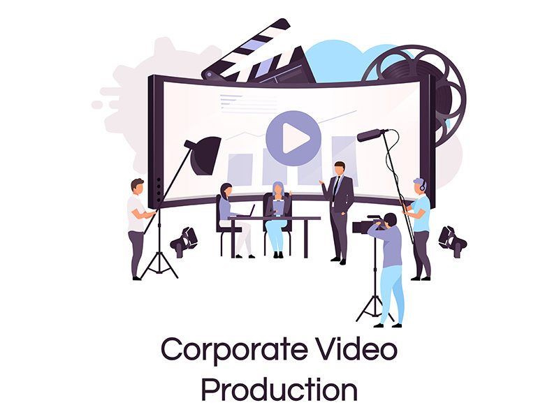 Corporate video production flat concept icon