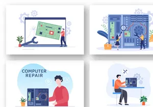 12 Computer Repair or Service Illustration