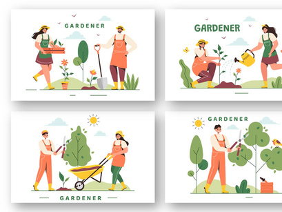 12 Summer Gardener Illustration