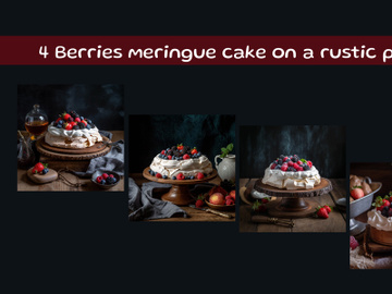 Berries meringue cake on a rustic plate preview picture