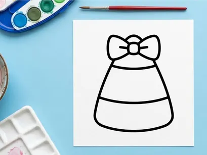 Candy corn icon with a bow. Halloween treat graphic for holiday design projects.