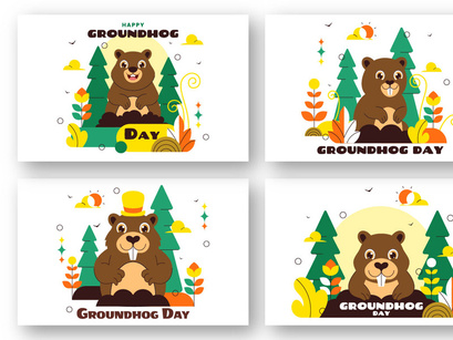 10 Happy Groundhog Day Illustration